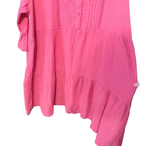 Ulla Popken Coral Pink Tiered Cotton Midi Dress Plus Size 20 NWT romantic flowy - Picture 10 of 10